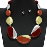 100376, TWO TONE GEOMETRIC BEAD NECKLACE