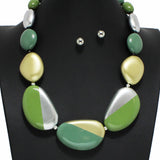 100376, TWO TONE GEOMETRIC BEAD NECKLACE
