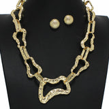 100378, HAMMERED GEOMETRIC METAL NECKLACE