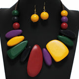 100389, GEOMETRIC WOOD NECKLACE