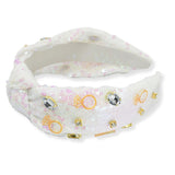 100402, WEDDING RING RHINESTONE SEQUIN KNOTTED HEADBAND