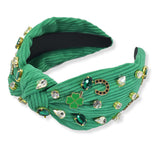 100407, CLOVER RHINESTONE SOFT KNIT KNOTTED HEADBAND