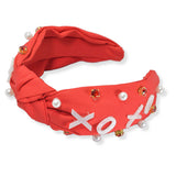 100410, "XOXO" PEARL WITH RHINESTONE KNOTTED HEADBAND