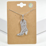 100414, WESTERN BOOTS CUBIC ZIRCONIA PENDANT NECKLACE