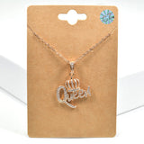 100415, "QUEEN" CROWN CUBIC ZIRCONIA PENDANT NECKLACE