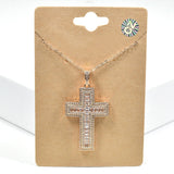 100416, CROSS CUBIC ZIRCONIA PENDANT NECKLACE