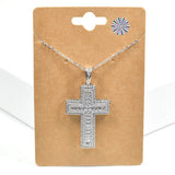 100416, CROSS CUBIC ZIRCONIA PENDANT NECKLACE