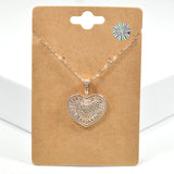 100417, HEART CUBIC ZIRCONIA PENDANT NECKLACE