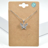 100418, BUTTERFLY CUBIC ZIRCONIA PENDANT NECKLACE