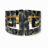 100421, GEOMETRIC GLITTER CELLULOID ACETATE OPEN CUFF BRACELET