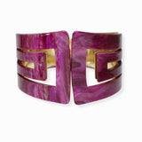 100421, GEOMETRIC GLITTER CELLULOID ACETATE OPEN CUFF BRACELET