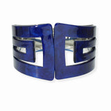 100421, GEOMETRIC GLITTER CELLULOID ACETATE OPEN CUFF BRACELET