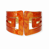 100421, GEOMETRIC GLITTER CELLULOID ACETATE OPEN CUFF BRACELET