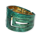 100421, GEOMETRIC GLITTER CELLULOID ACETATE OPEN CUFF BRACELET