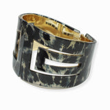 100421, GEOMETRIC GLITTER CELLULOID ACETATE OPEN CUFF BRACELET