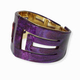 100421, GEOMETRIC GLITTER CELLULOID ACETATE OPEN CUFF BRACELET