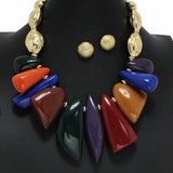 100432, GEOMETRIC RESIN STONE NECKLACE