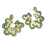 100442, FLOWER EDGE CRYSTAL RHINESTONE HAMMERED METAL EARRING