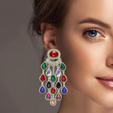100443, TEARDROP ACCENT CRYSTAL RHINESTONE EVENING EARRING