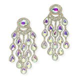 100443, TEARDROP ACCENT CRYSTAL RHINESTONE EVENING EARRING