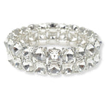 100444, ROUND & SQUARE RHINESTONE STRETCH BRACELET