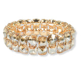 100444, ROUND & SQUARE RHINESTONE STRETCH BRACELET