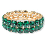 100444, ROUND & SQUARE RHINESTONE STRETCH BRACELET