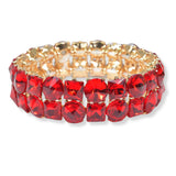100444, ROUND & SQUARE RHINESTONE STRETCH BRACELET