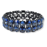 100444, ROUND & SQUARE RHINESTONE STRETCH BRACELET