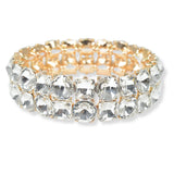 100444, ROUND & SQUARE RHINESTONE STRETCH BRACELET