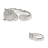 100450, PANTHER MICRO PAVE CUBIC ZIRCONIA STAINLESS STEEL ADJUSTABLE RING