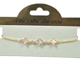 100462, CLOVER MOTHER OF PEARL DESIGNER INSPIRED ADJUSTABLE BRACELET