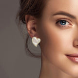 100464, HEART MOTHER OF PEARL DESIGNER INSPIRED STUD EARRING