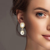100465, MOTHER OF PEARL DESIGNER INSPIRED DANGLE EARRING