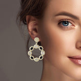 100466, OVAL MOTHER OF PEARL DESIGNER INSPIRED DANGLE EARRING