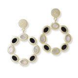 100466, OVAL MOTHER OF PEARL DESIGNER INSPIRED DANGLE EARRING