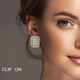100467, MICRO PAVE DESIGNER INSPIRED CLIP ON EARRING