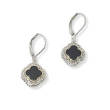 100469, PAVE CZ CLOVER DESIGNER INSPIRED DANGLE EARRING