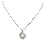 100470, PAVE CZ CLOVER DESIGNER INSPIRED PENDANT NECKLACE