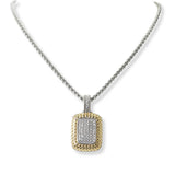 100474, RECTANGLE CUBIC ZIRCONIA DESIGNER INSPIRED PENDANT NECKLACE