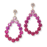 100477, TEARDROP FLOWER CRYSTAL RHINESTONE DANGLE EARRING