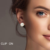100481, PEARL ROUND CUBIC ZIRCONIA CLIP ON EARRING