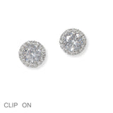 100482, ROUND CUBIC ZIRCONIA CLIP ON EARRING