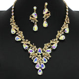 100483, FLORAL VINE RHINESTONE EVENING NECKLACE