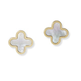 100498, CLOVER MOTHER OF PEARL DESIGNER INSPIRED STUD EARRING