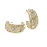 100501, MOTHER OF PEARL HEART DESIGNER INSPIRED HOOP EARRING