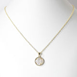 100505, CLOVER MOTHER OF PEARL ROUND PENDANT NECKLACE