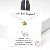 100518, GOLD DIPPED, "LUCKY LITTLE ELEPHANT" DAINTY ELEPHANT CHARM NECKLACE