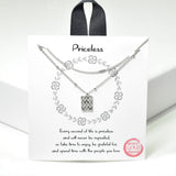 100520, GOLD DIPPED, "PRICELESS" DAINTY DOUBLE LAYERED NECKLACE