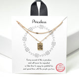 100520, GOLD DIPPED, "PRICELESS" DAINTY DOUBLE LAYERED NECKLACE